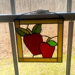 7 by 7 inches stained glass apples